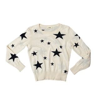 L’AGENCE Long Sleeve Ivory and Black Star Sweater size Small